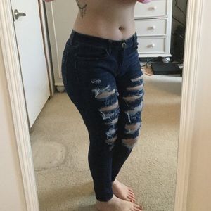 Dark distressed jeggings from American Eagle!